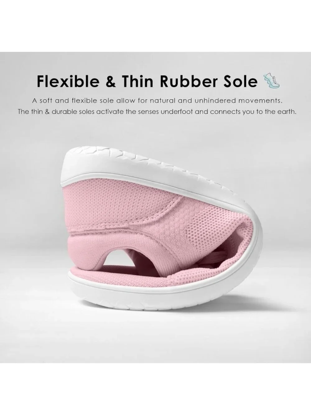 Women's Pink Knit Minimalist Barefoot Zero Drop Comfort Casual Walking Sneakers